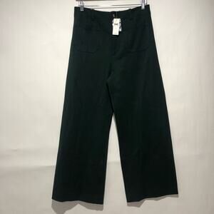 Anthropologie Womens Cropped Wide-Leg Pants Olive Size 10/ 29x25